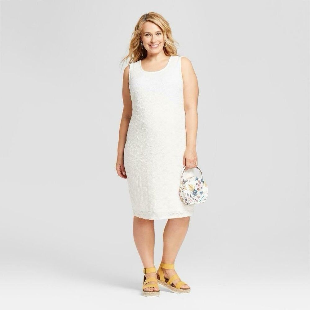 Ingrid & Isabel Sleeveless White Lace Maternity Shift Dress L Ivory Cottage Baby